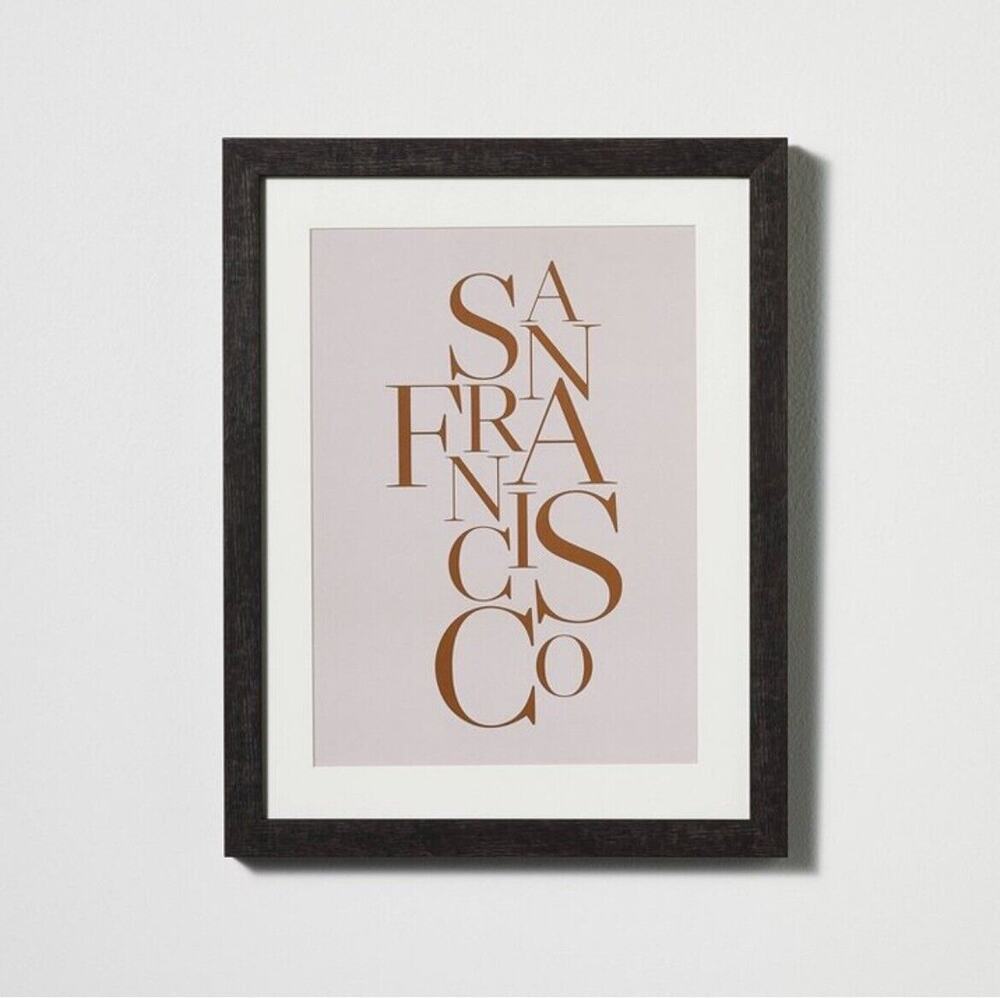 Threshold Studio McGee 11" x 14" San Francisco Framed Glass Mat Dark Wood Wall